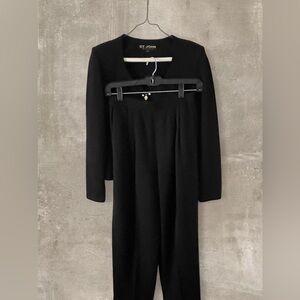 St John Basics Black Knit 3 Piece Set Jacket Top Pants skirt
